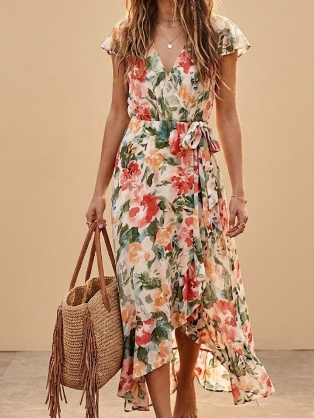 Band Of Gypsies Collective Floral Faux Wrap Maxi Dress